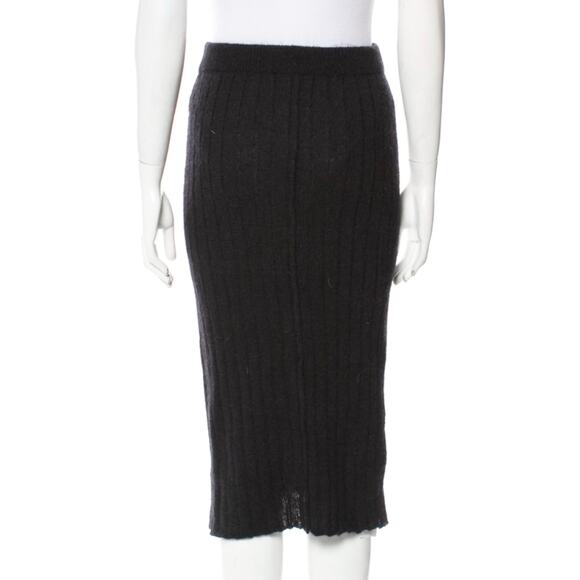 Vintage Y2K Calvin Klein Collection Black Ribbed Mohair Column Midi Skirt S - Picture 3 of 10